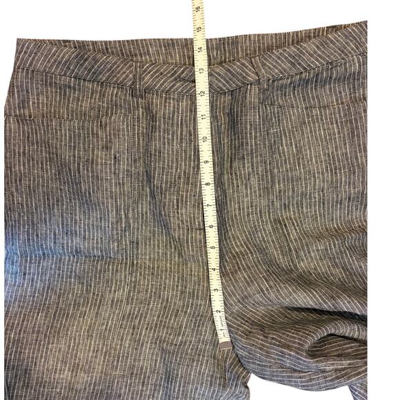 SUNDANCE Women's Striped Wide Leg Pants Size 12 Grey Gray 100% Linen Trousers - Picture 7 of 8